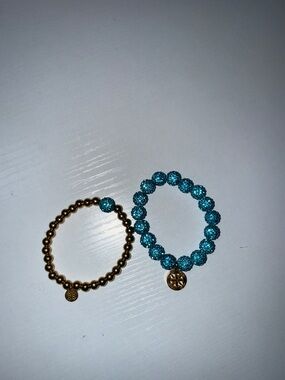 Rustic Cuff Kids Beaded Bracelets in Turquoise and Bronze